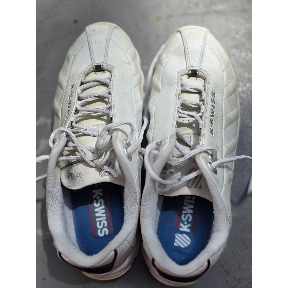 Vintage K-Swiss Tubes White Leather Sneakers - Early 2000s Athletic Shoes